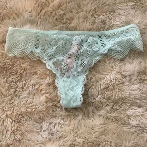 NWT Victoria’s Baby Blue White Lacy Thong